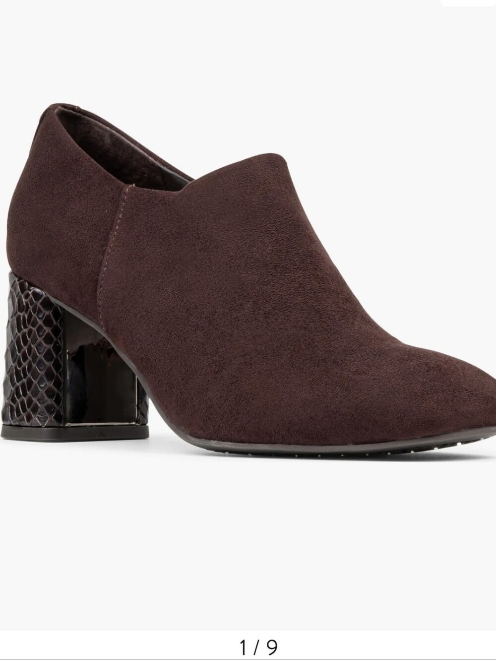 NWOT HOT Current Design Donald Pliner Dark Brown Pleeze Suede Block Heel Bootie